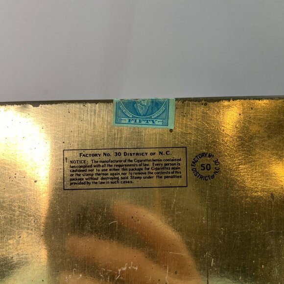 Vintage Lucky Strike Cigarette Metal Tin Flat Fifties Green Red Gold Stamp - Picture 5 of 11